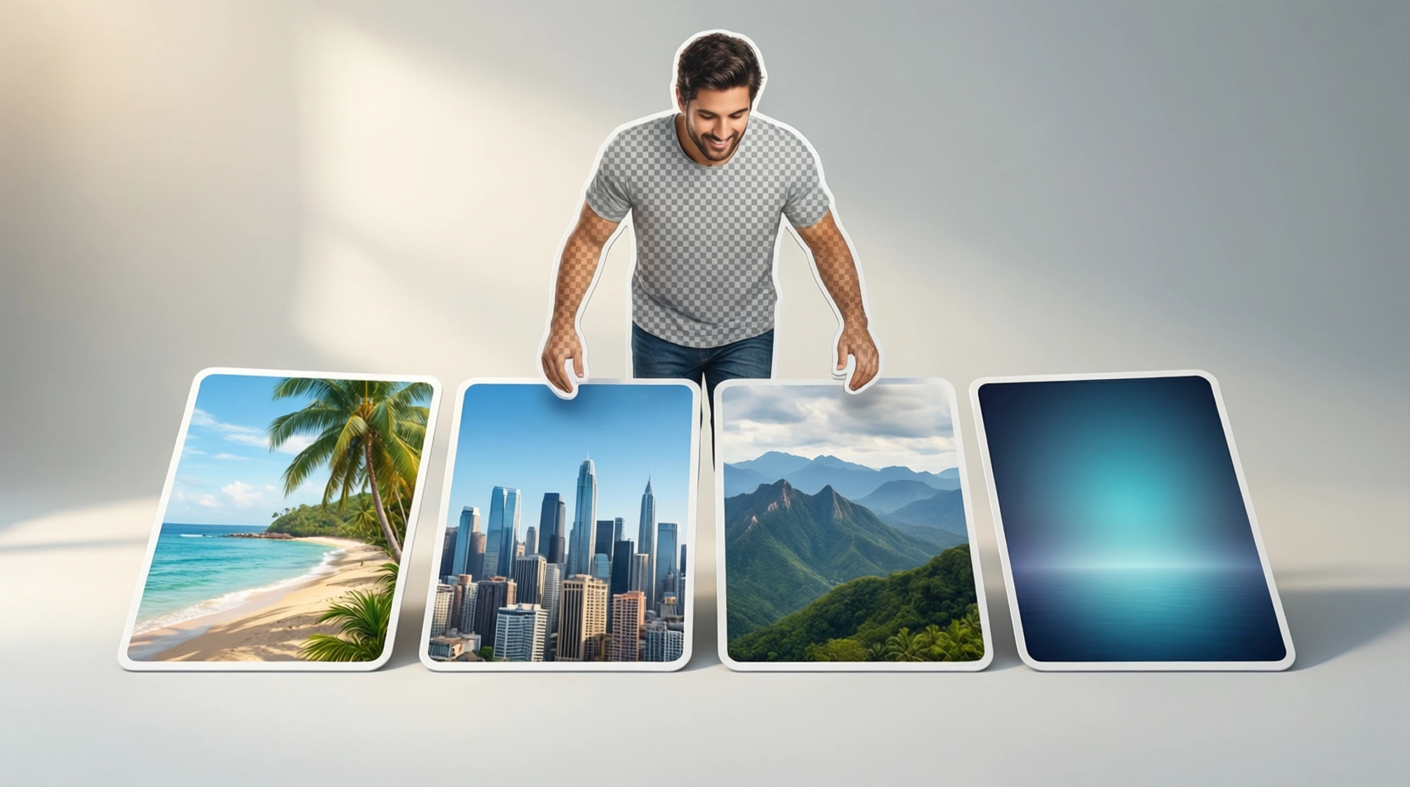 Photo with a new custom background added after AI background removal