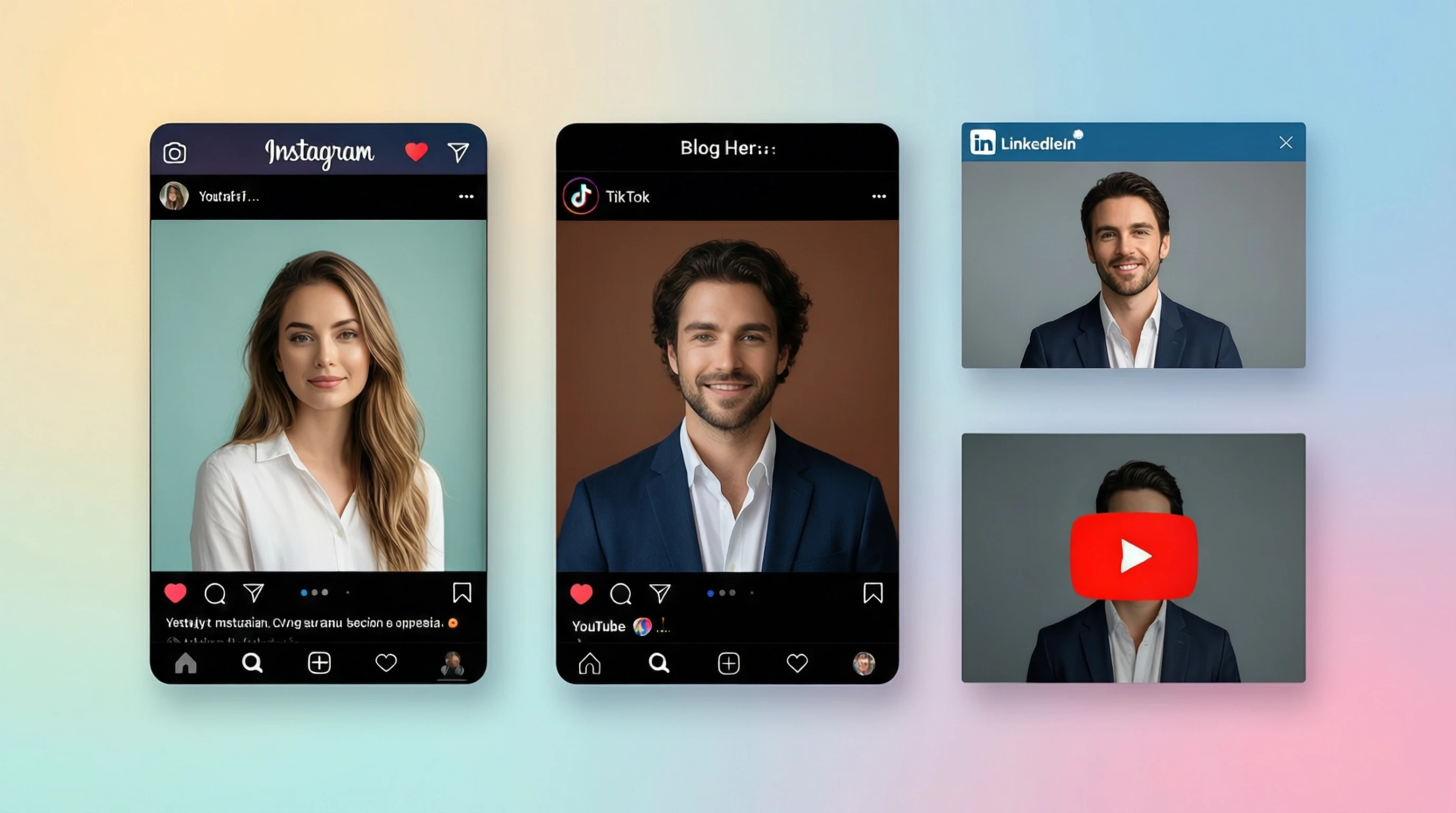 Social media images with removed backgrounds optimized for Instagram, TikTok, and LinkedIn